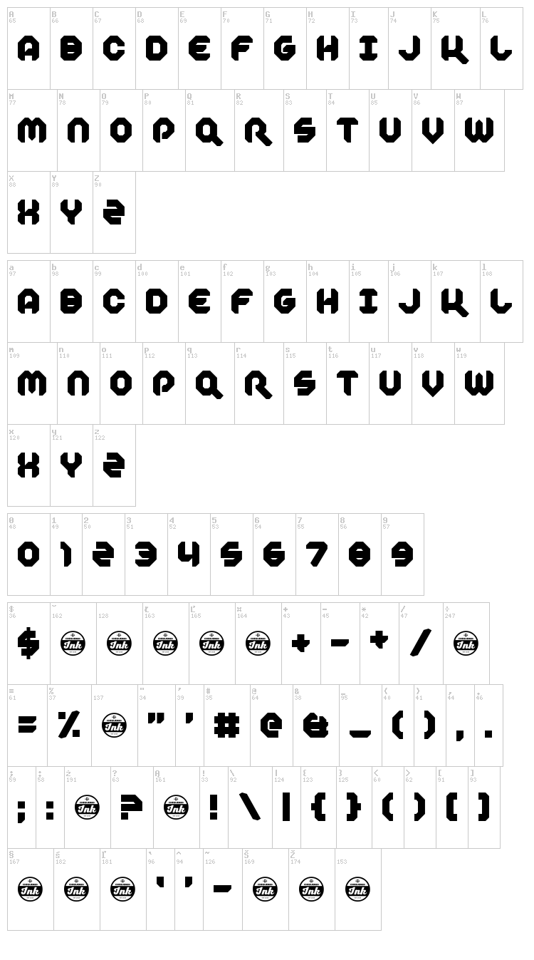 Plack the Hanet font map